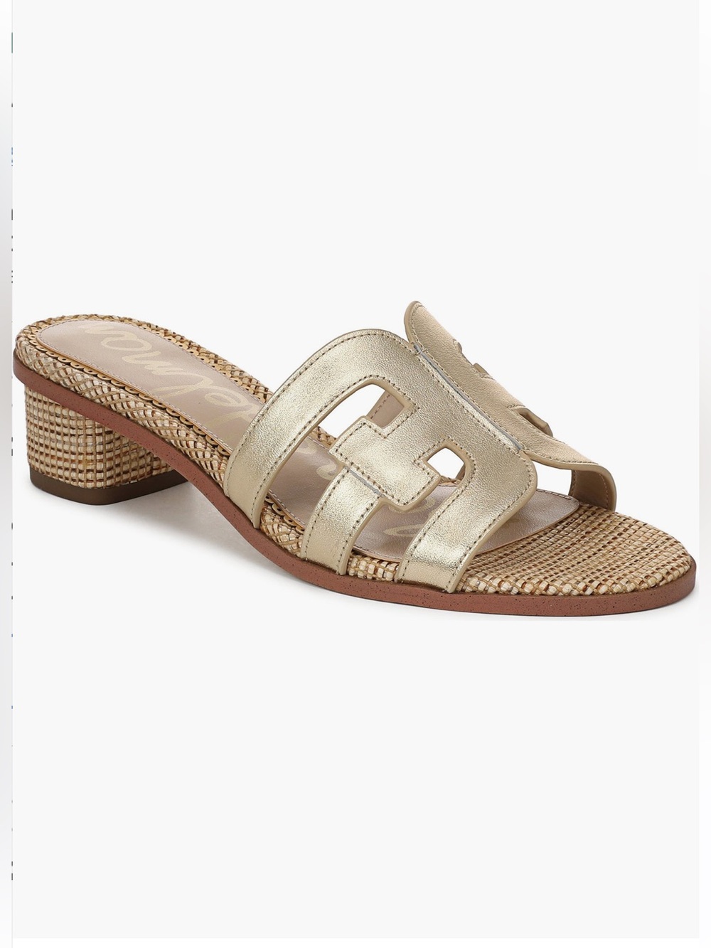 Sam Edelman Gold Illie Block Heel Slide Sandal NWT